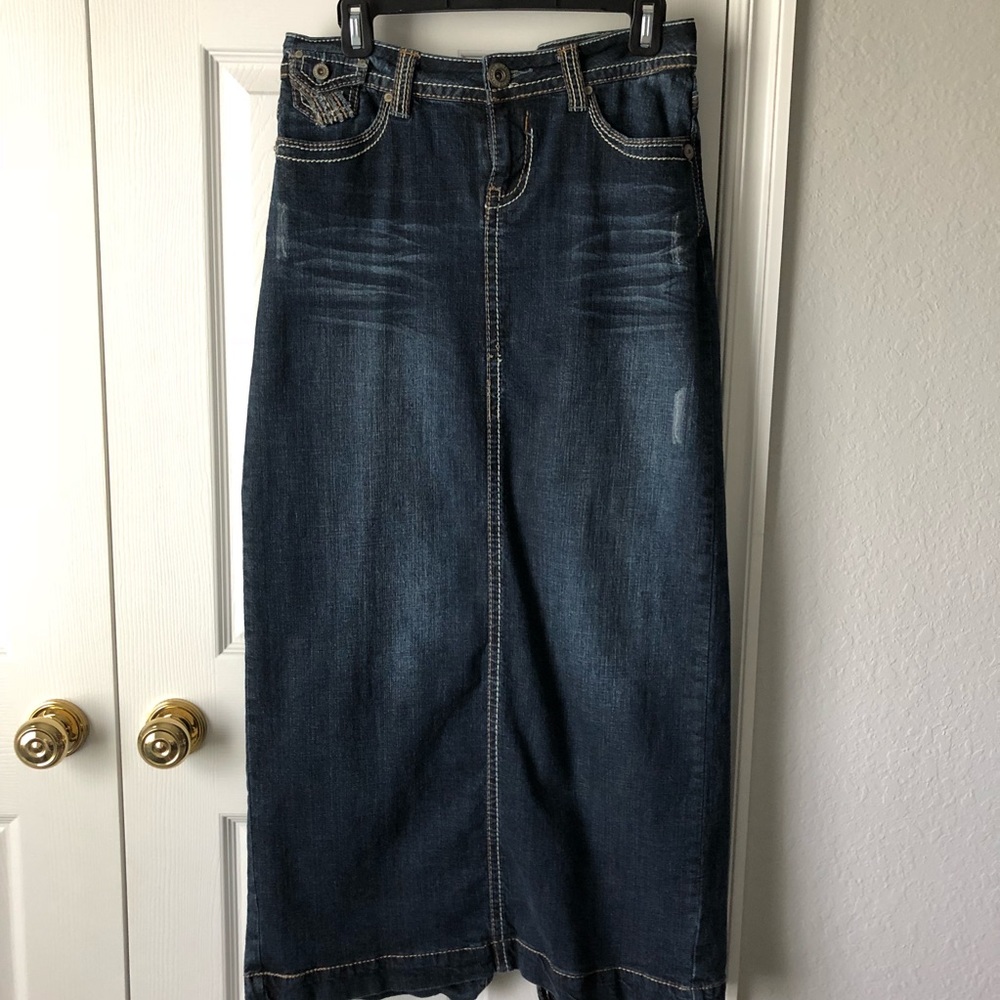 Dark Denim Maxi Skirt